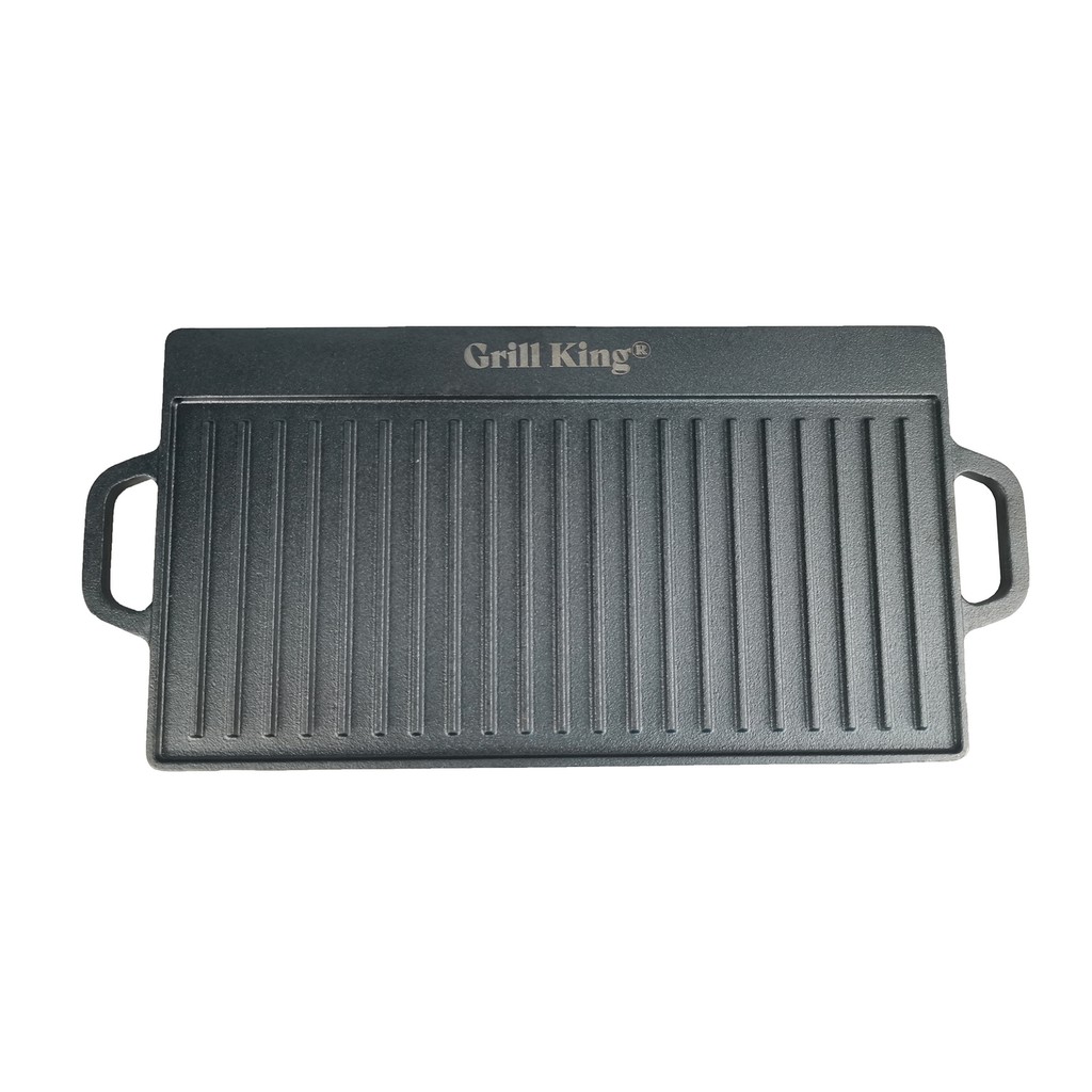 Grill King Cast Iron BBQ dvostrana grill plancha s integrisanim ručkama, 38 × 23 cm