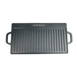 Grill King Cast Iron BBQ dvostrana grill plancha s integrisanim ručkama, 50 × 23 cm
