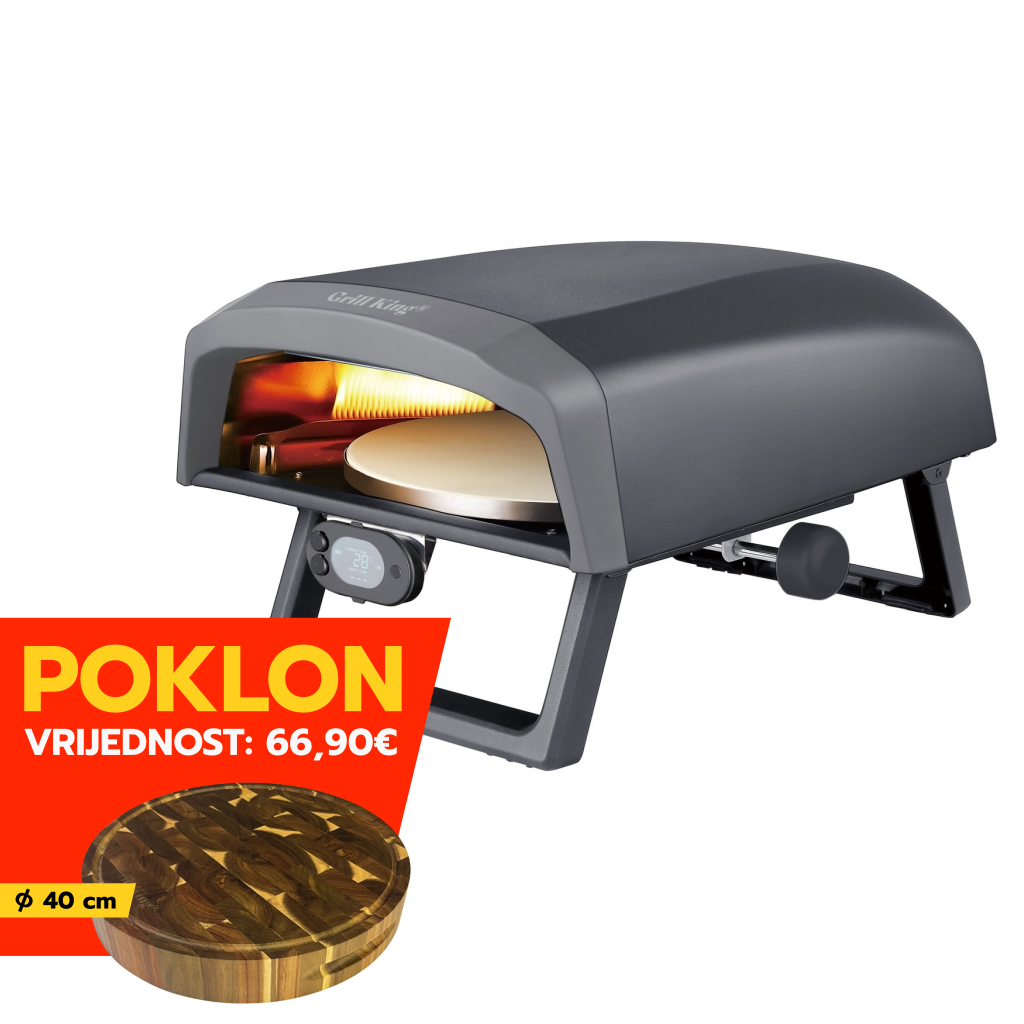 Grill King Pizzaiolo 12" plinski rotacioni pizza pekač s termometrom + bogata oprema u setu